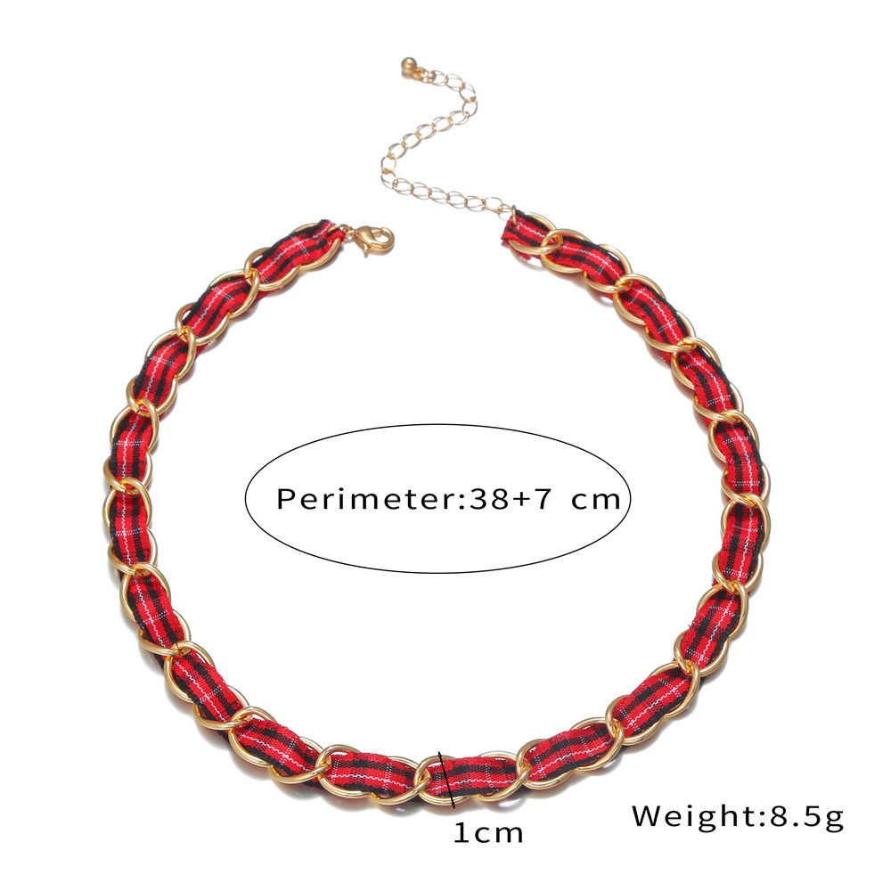 Koreanische Version Der Persönlichkeit Kette Halskette Halskette Frauen Einfache Netto-promi-schmuck Metall Kette Rote Band Halskette Frauen display picture 1