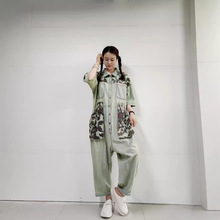2024夏韩版工装风连体裤女宽松百搭衬衫小众设计高级感牛仔连体衣