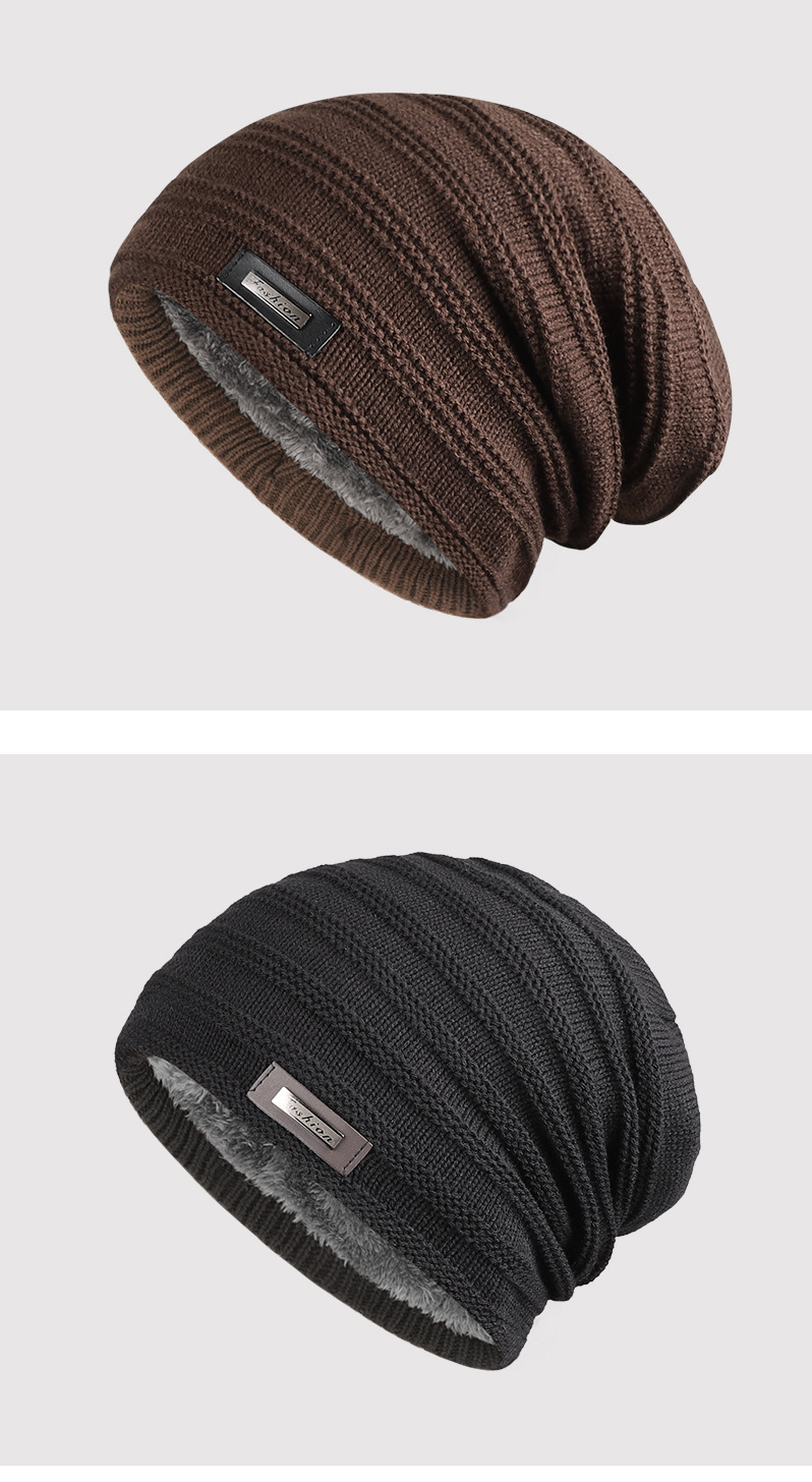 Cappello da uomo in maglia unisex, cappello alla moda con etichetta in ferro, cappello di lana, caldo e antivento, pullover_voghion.com