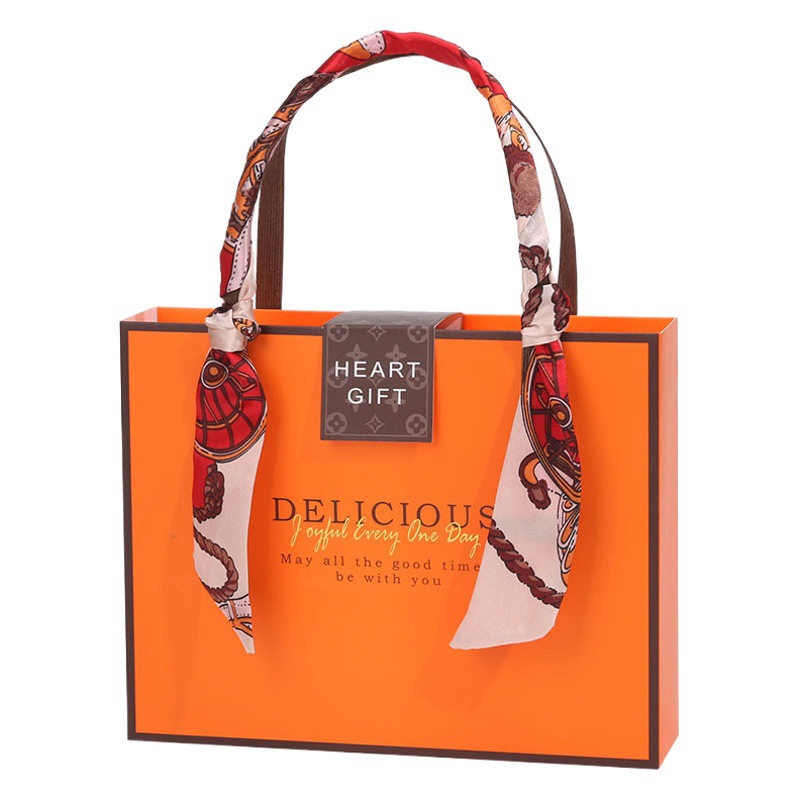 Bufanda de seda naranja yema de huevo portátil caja de embalaje crujiente 6 tabletas 80g caja de regalo de pastel de luna de medio otoño caja vacía caja de regalo de mano