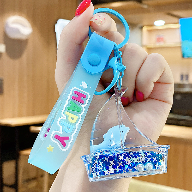 Flotante pequeño llavero de peces de colores para hombres y mujeres exquisito lindo botella a la deriva llave del coche colgante mochila colgante pequeño regalo