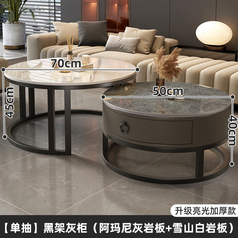 Mesa de té de roca sala de estar doméstica nueva mesa de té redonda roja de lujo moderno y simple mesa pequeña de lujo