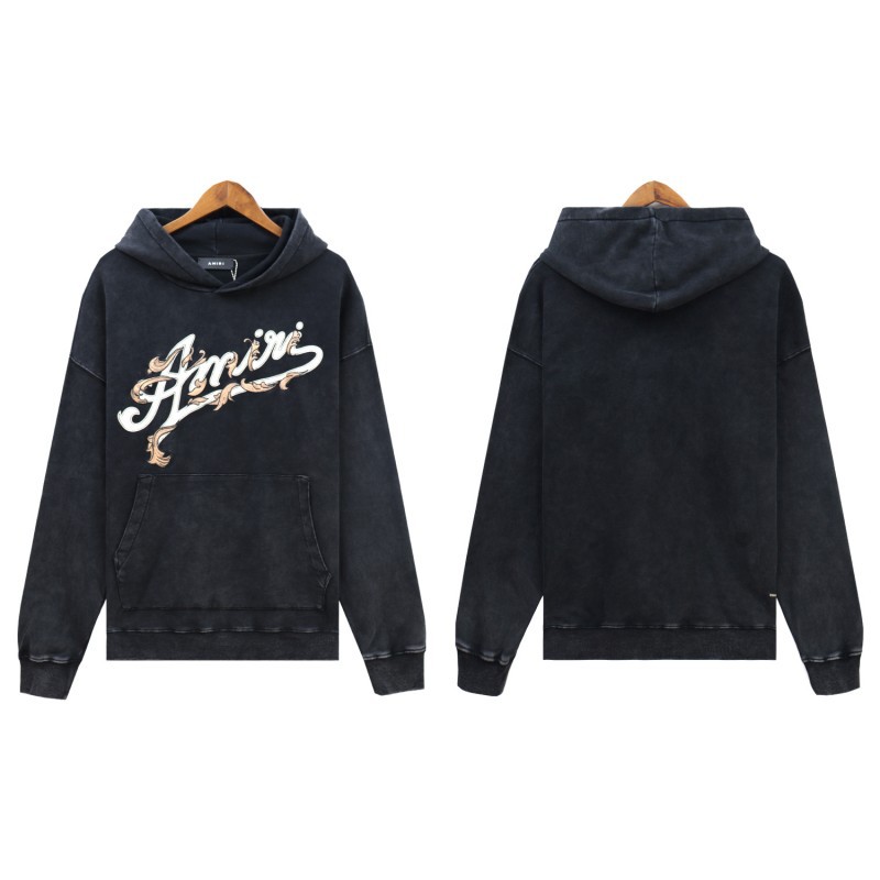 Fog marca de moda AM suéter logotipo de letras agrietadas salpicaduras de tinta pintura graffiti bordado sudadera con capucha chaqueta de pareja IR1