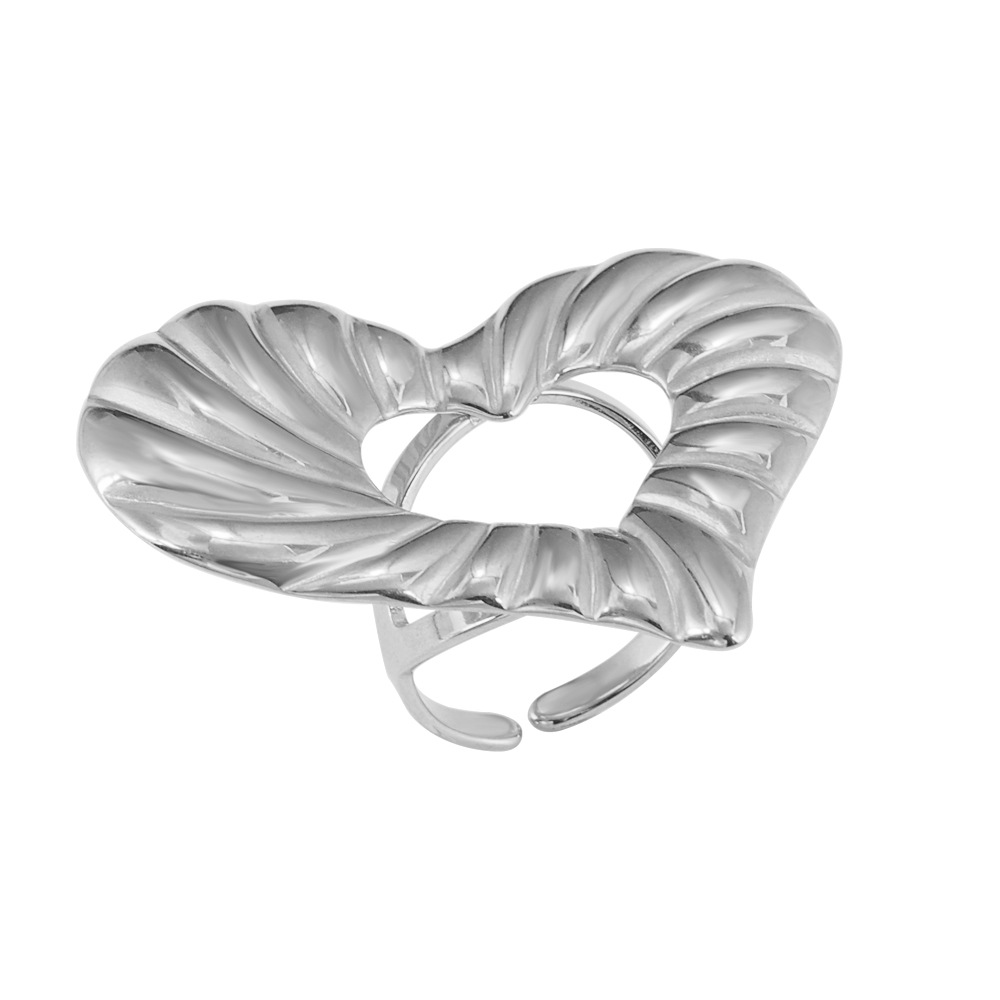 Fashion Jewelry Hand Accessories Large Heart Hollow Ring Exaggerated European And American Style Asymmetric Niche K Gold_voghion.com