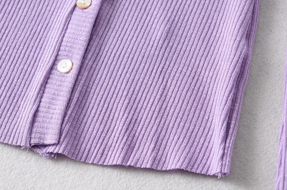 Fashion button front V-neck knit cardigan NSHS46833