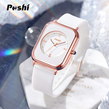 POSHI跨境手表女简约气质ins风学生时尚女款复古硅胶女石英手表