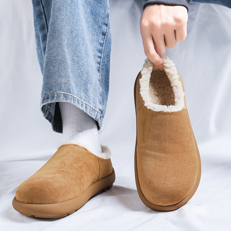 Small Potato Snow Boots Men's Fall/Winter fleece-lined Warm Slip-on and Half Cotton Shoes for Outer Wear Birkenstocks 24105-R