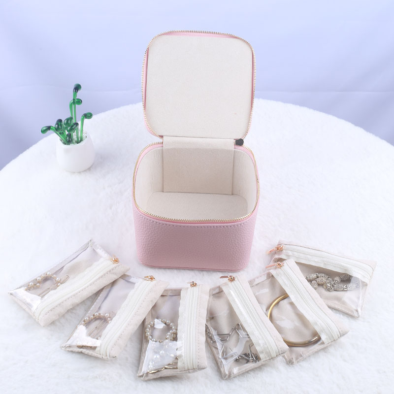 Joyero de celebridades de Internet de Amazon transfronterizo, bolsillo de viaje conveniente, caja de almacenamiento de joyas, pendientes, caja de joyería