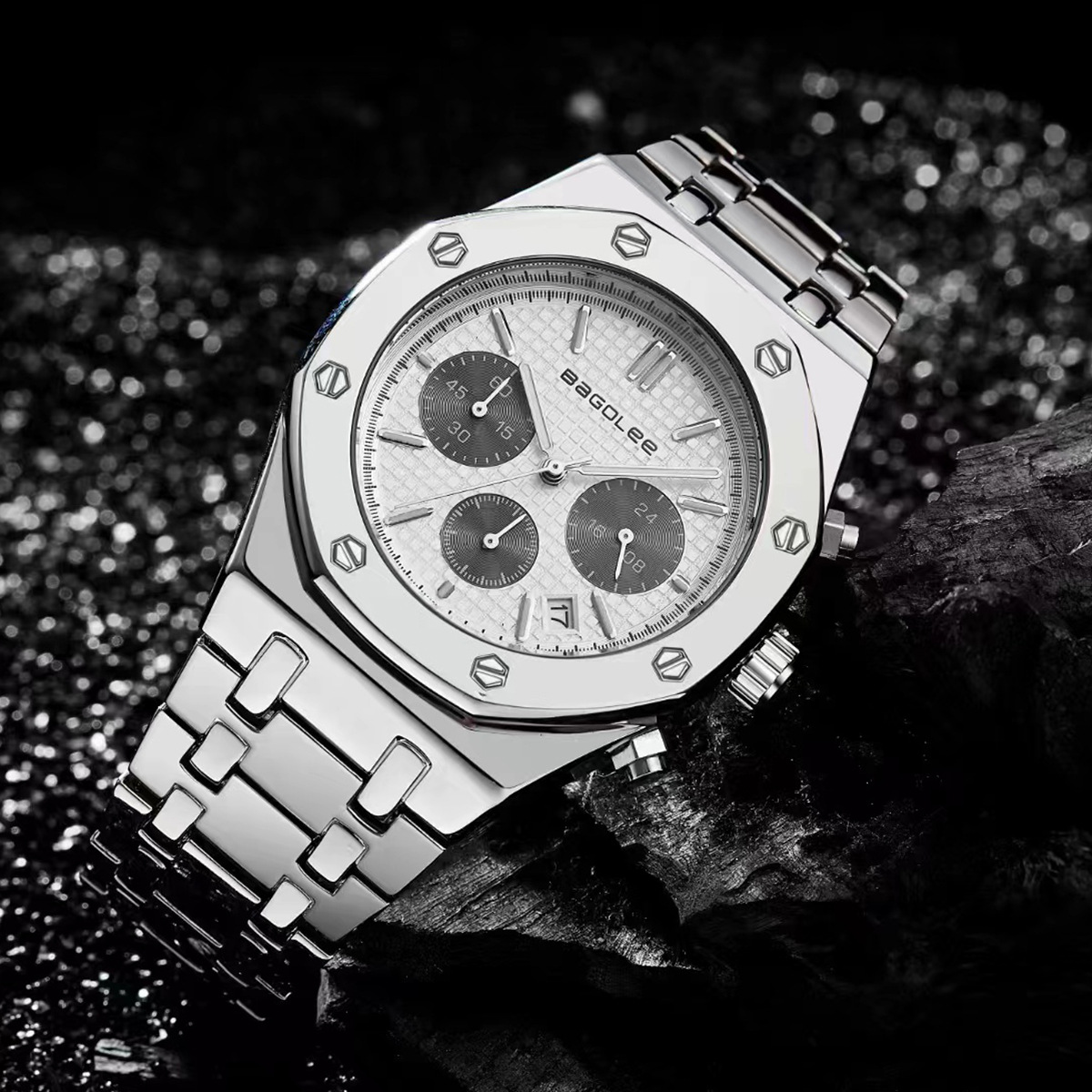 瑞士品牌男士手表新款多功能真三眼夜光石英男款手表特价外贸男表