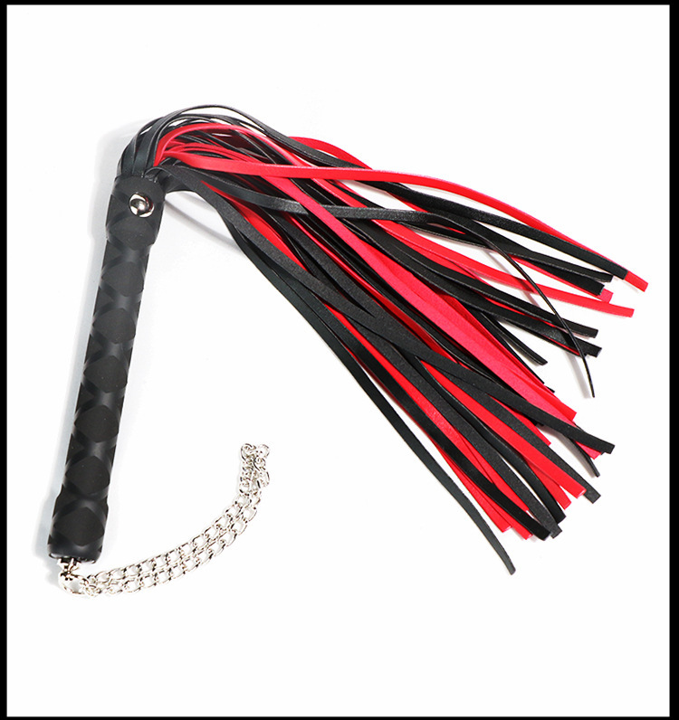 Jiuai SM Tassel Horsewhip Faux Leather Whip Black-Red Handle — detail image 5