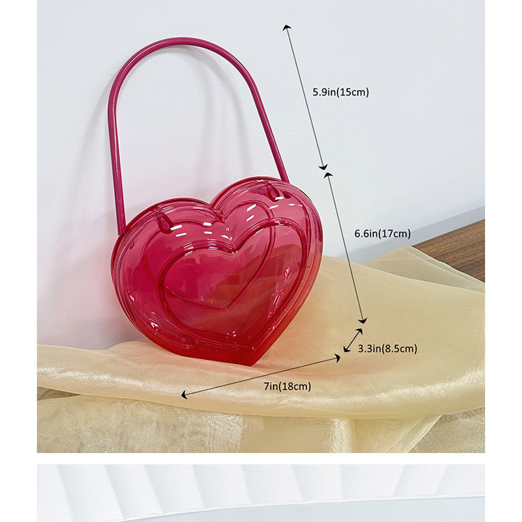 Rose Rouge PVC Forme De Cœur Couleur Unie Transparent En Forme De Coeur Sacs De Soirée display picture 1