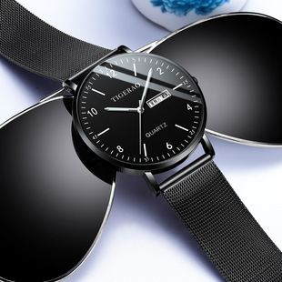 Teenager Ultra-thin Watch Men's High School Students Trendy Mechanical Watch Junior High School Students Quartz Waterproof Simple Electronic Watch
