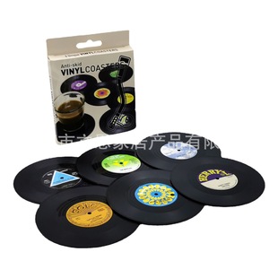 Retro vinyl record coaster medium and large snack cake plate mat heat insulation non-slip coffee cup mat manufacturer nfc