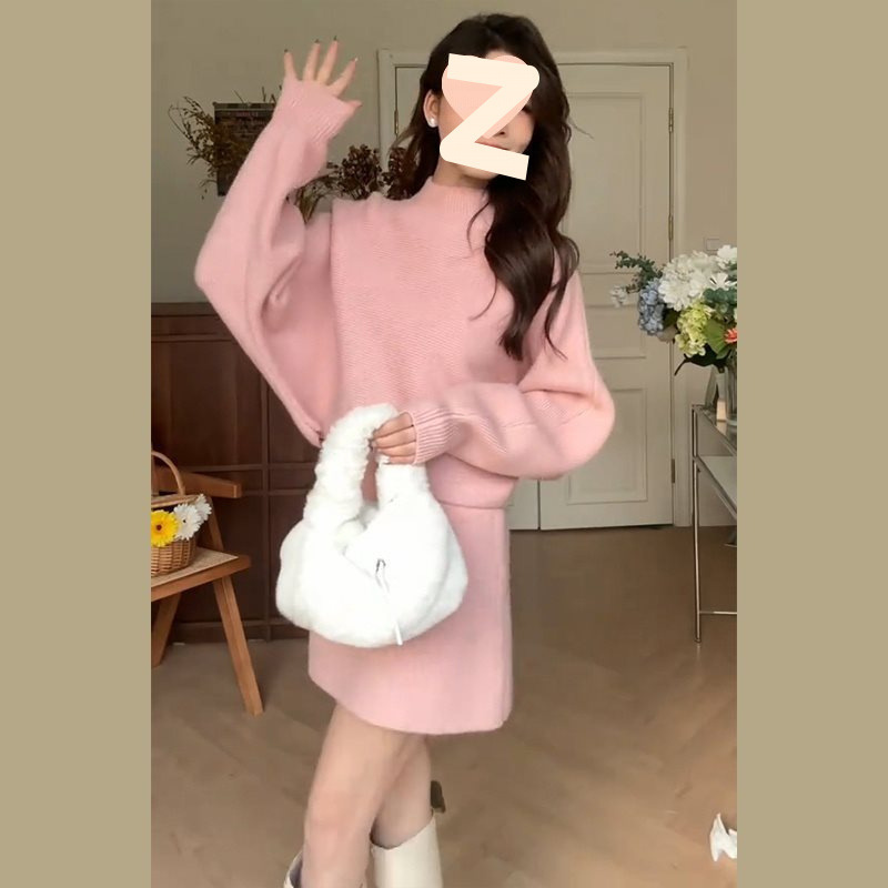 小香风针织连衣裙子女2025年秋季新款设计感小个子穿搭一整套装裙|undefined