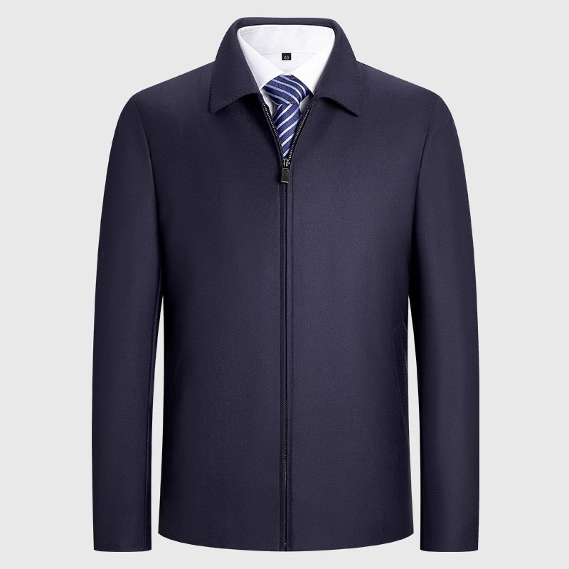 (Imported from the UK) Four Seasons Worsted Wool Jacket Male Mulberry Silk Middle-aged Lassel Executive Jacket Male