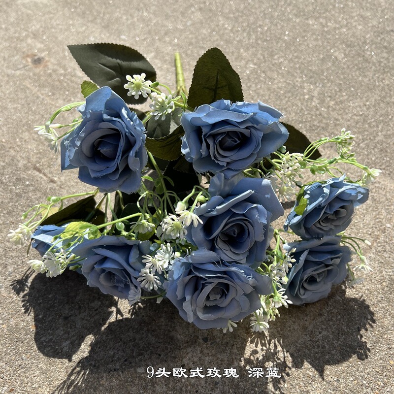 新商品の外国貿易の青いアジサイの青い色はバラの牡丹のアジサイの結婚祝いの柔らかい装飾の偽の花を卸売りします。|undefined