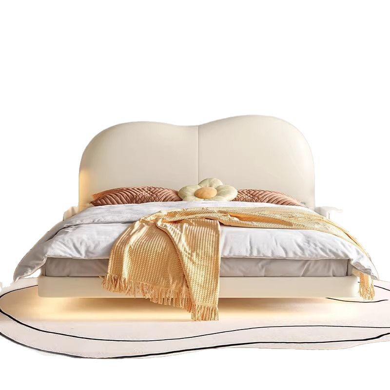 Nubes de cuero suspendido simple crema dormitorio principal moderno doble apartamento pequeño cama doble dormitorio de lujo ligero celebridad de Internet colgando