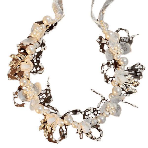 Children's cute golden headband pearl for bride
