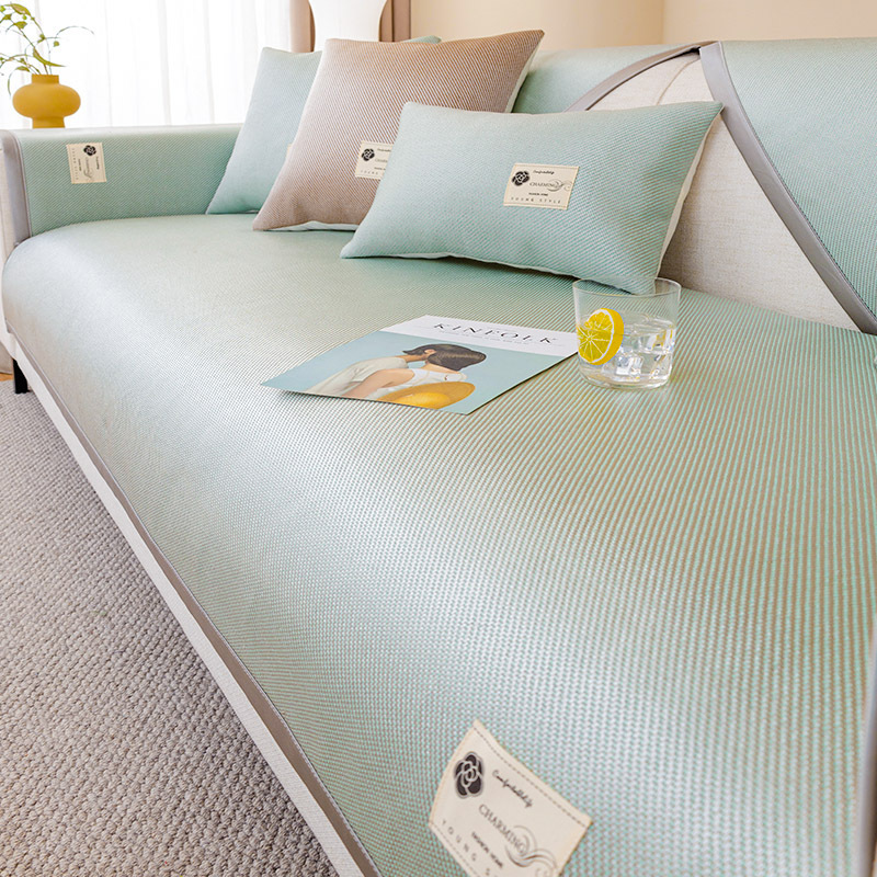 Nuevo cojín de sofá de seda de hielo, cojín fresco de verano de lujo ligero, cubierta de sofá de cuero antideslizante, cubierta de tela, cojín de alfombra de ratán de hielo fresco