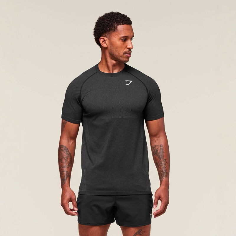 Gymshark Muscle Shark New Trendy Sports Fitness Milk Silk Print Men's Short Sleeve Tight Top Gymshark Muscle Shark New Trendy Sports Fitness Milk Silk Print Men's Short Sleeve Tight Top