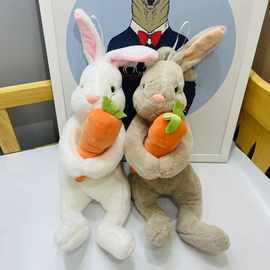 兔年吉祥物卡通怀抱胡萝卜兔子公仔小白兔毛绒玩具玩偶布娃娃礼品