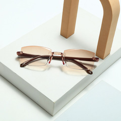 New anti-blue light diamond-cut bifocal reading glasses, frameless one-piece high-definition near and far-use reading glasses