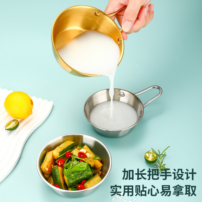 Coreano 304 acero inoxidable arroz vinegar tazón de acero dorado mango de cocina tazón de inmersión tazón de condimento tazón de arroz