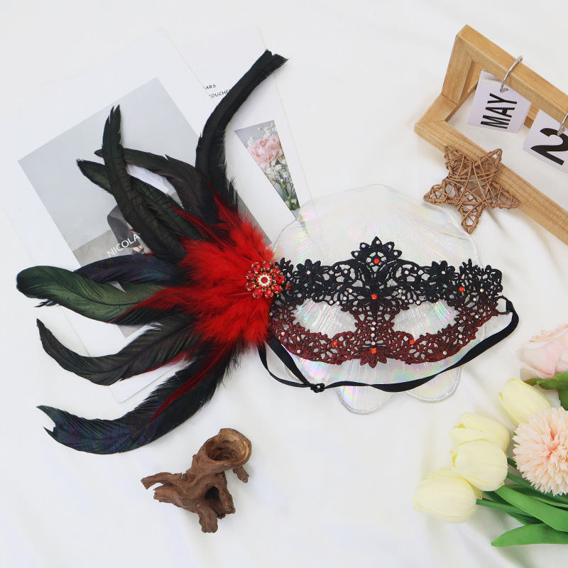 Halloween máscaras de plumas de encaje de diamantes de alta calidad fiesta de baile disfraz espectáculo prop