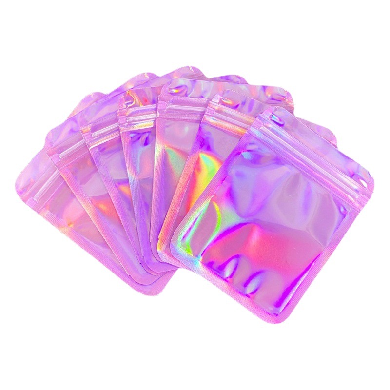 Láser de impresión interna Yin y Yang ziplock bolsa de papel de aluminio de colores de color bolsa de hueso pendientes collar de joyería de bolsillo sellado