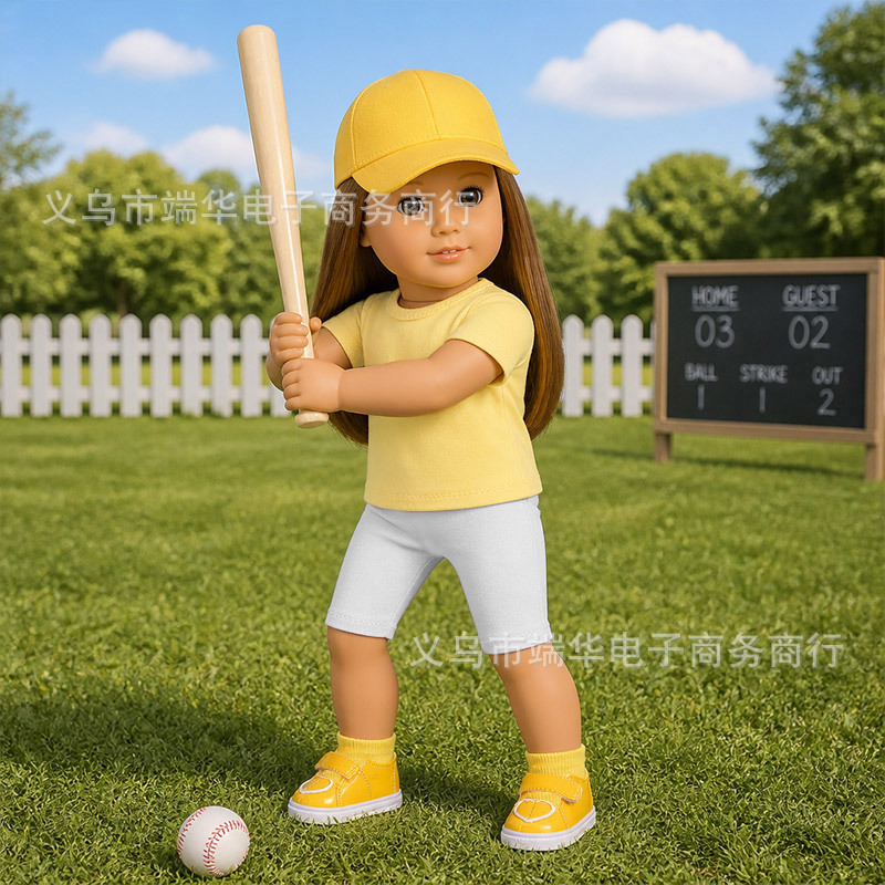 18 Zoll American Girl Puppe Baseball-Set, 16 Zoll realistische Puppe Baseballmütze, grenzüberschreitende Bestseller Puppenkleidung Zubehör
