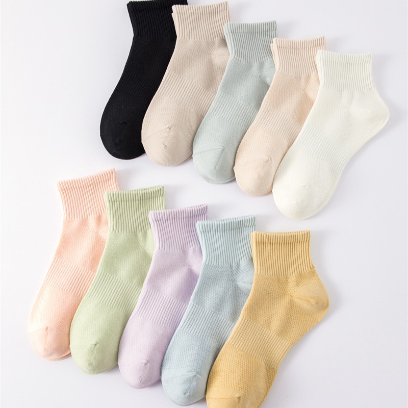 Breathable Japanese solid color base spring summer thin knee socks…