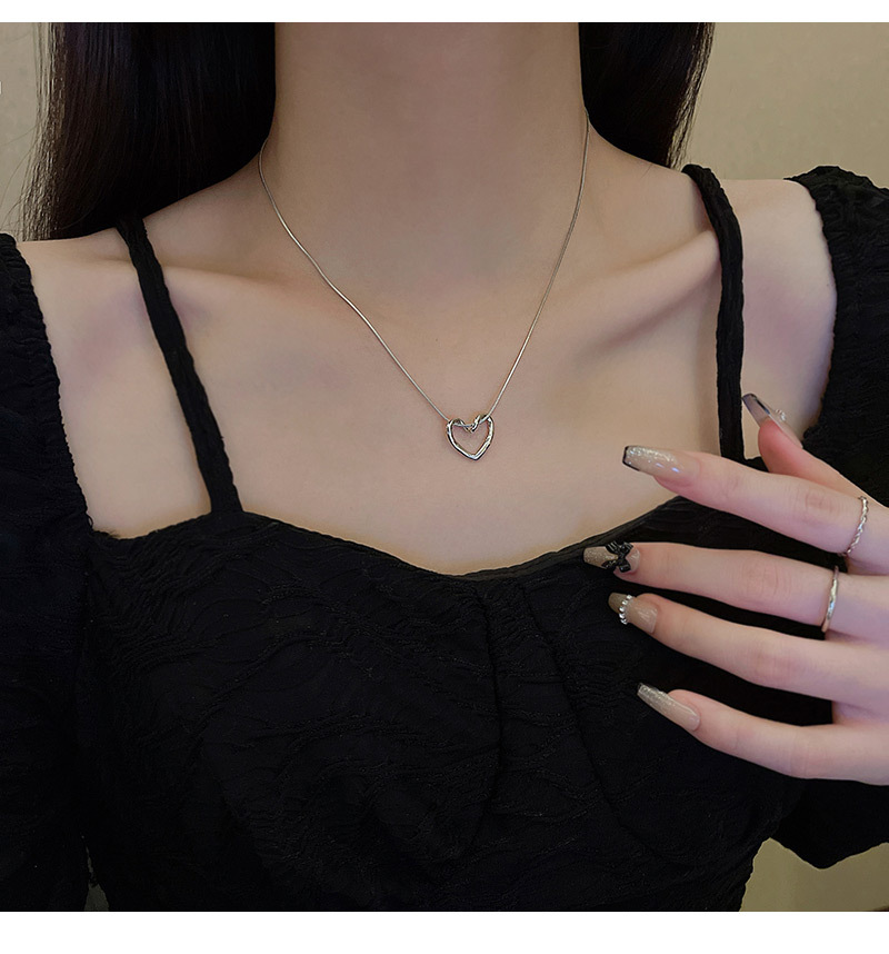 Fashion Heart Shape Titanium Steel Necklace 1 Piece