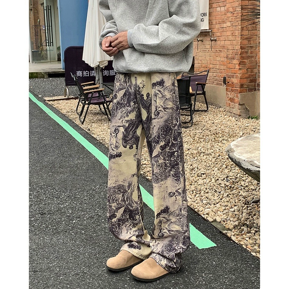 Ретро джинсы, дизайнерские брюки, американский стиль, oversize, свободный крой