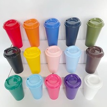 外贸新品量450ML塑料单层奶茶咖啡杯创意时尚便携可乐直饮杯