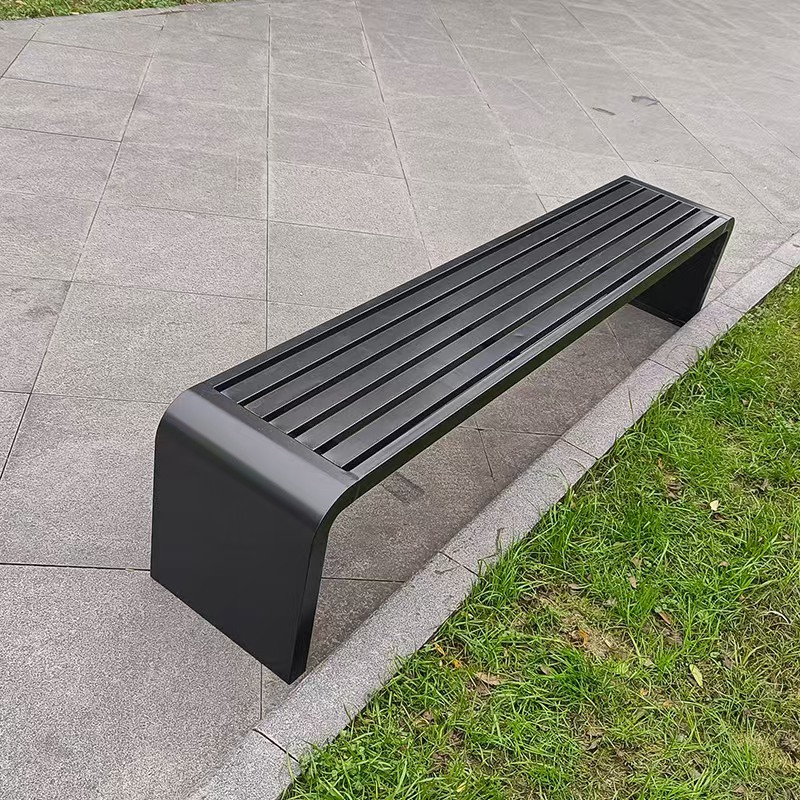Banco de parque para exteriores, doble asiento de acero inoxidable, ideal para estaciones de autobús, plazas y patios de ocio image 20