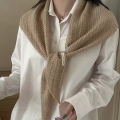 2025新款纯色针织镂空三角巾女秋冬季时尚百搭护颈围巾打结披肩