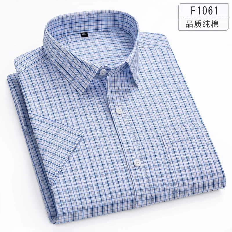 Новинка 2025 года, новая мужская рубашка с короткими рукавами, летняя рубашка в полоску из чистого хлопка, удобная дышащая повседневная рубашка с короткими рукавами