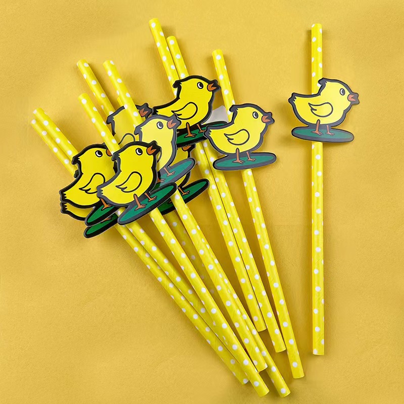 Amazon en stock pollo de Pascua forma de tarjeta de dibujos animados de paja postre pastel fiesta escena decoración paja