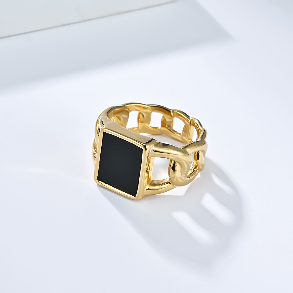 Herren Tigerauge Edelstein Ring Im Cuban Chain Design Edelstahl_voghion.com