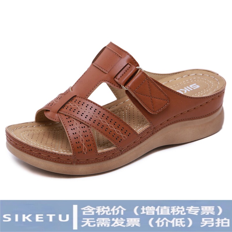 New 2025 European and American Sandals Women's Cross-Border Stitching Mother's Shoes Large Size Sandals Wedge Slippers Dropshipping New 2025 European and American Sandals Women's Cross-Border Stitching Mother's Shoes Large Size Sandals Wedge Slippers Dropshipping
