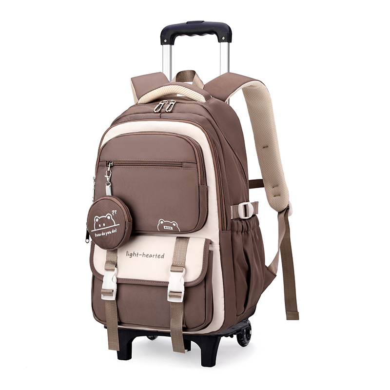 Mochila de tracción de pescado natural para estudiantes de secundaria de nicho multicapa de gran capacidad, mochila de tracción de hombro