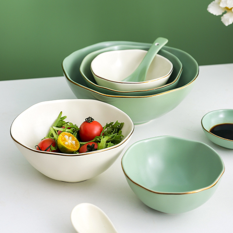 Tazón de fuente plato traje de luz de lujo moderno estilo nórdico vajilla de cerámica irregular luz creativa de lujo plato palillos caja de regalo