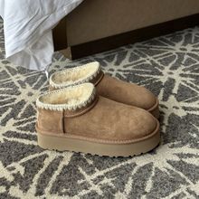 2025新款雪地靴女款厚底桑坡保暖加绒加厚短筒毛线棉鞋女皮毛一体