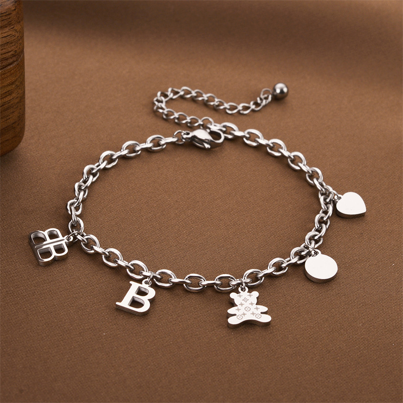 Joyas transfronterizas europeas y americanas Pulsera de acero de titanio de todo fósforo Versión coreana del temperamento bohemio Pulsera de acero de titanio que no se desvanece Joyería femenina