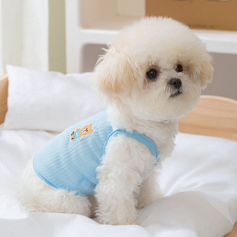 Primavera y verano encantadores perros coreanos dibujos animados dopamina oso cabina perros pequeños gatos de dos patas ropa de perro