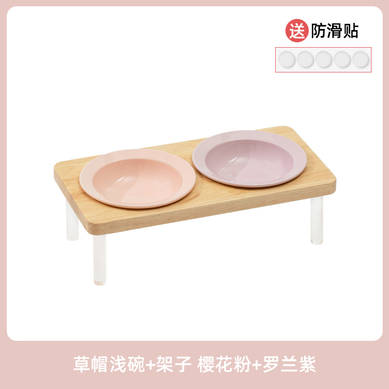 Corea del Sur tazón de cerámica gato mascota OVNI tazón alto pie anti-golpe gato tazón de comida soporte cervical tazón de agua doble tazón perro tazón