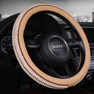 Steering Wheel Cover with Good Woven: Steering wheel cover - luxury-beige-38cm