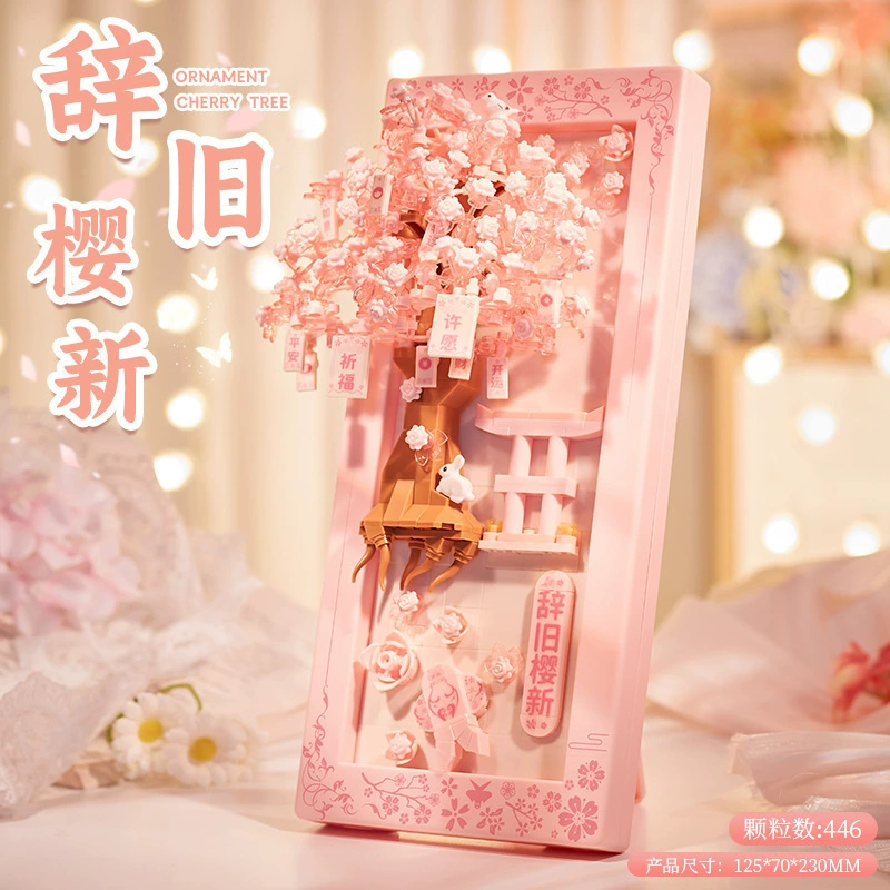 Constructor, brainteaser, handle for mother's day, DIY, bouquet, cherry tree, Birthday gift
