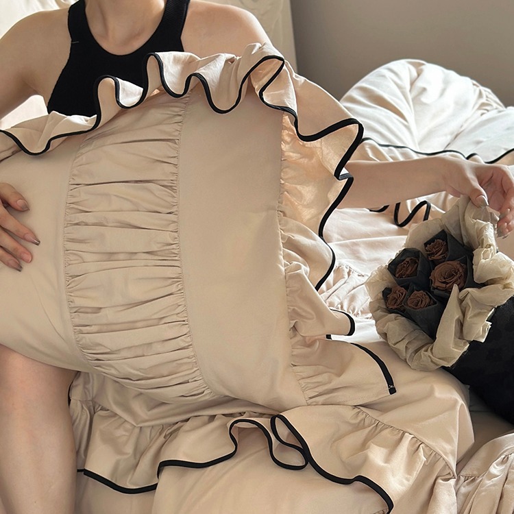 Maple Syrup Latte Brushed Cotton Bedding Set For Autumn Winter_voghion.com