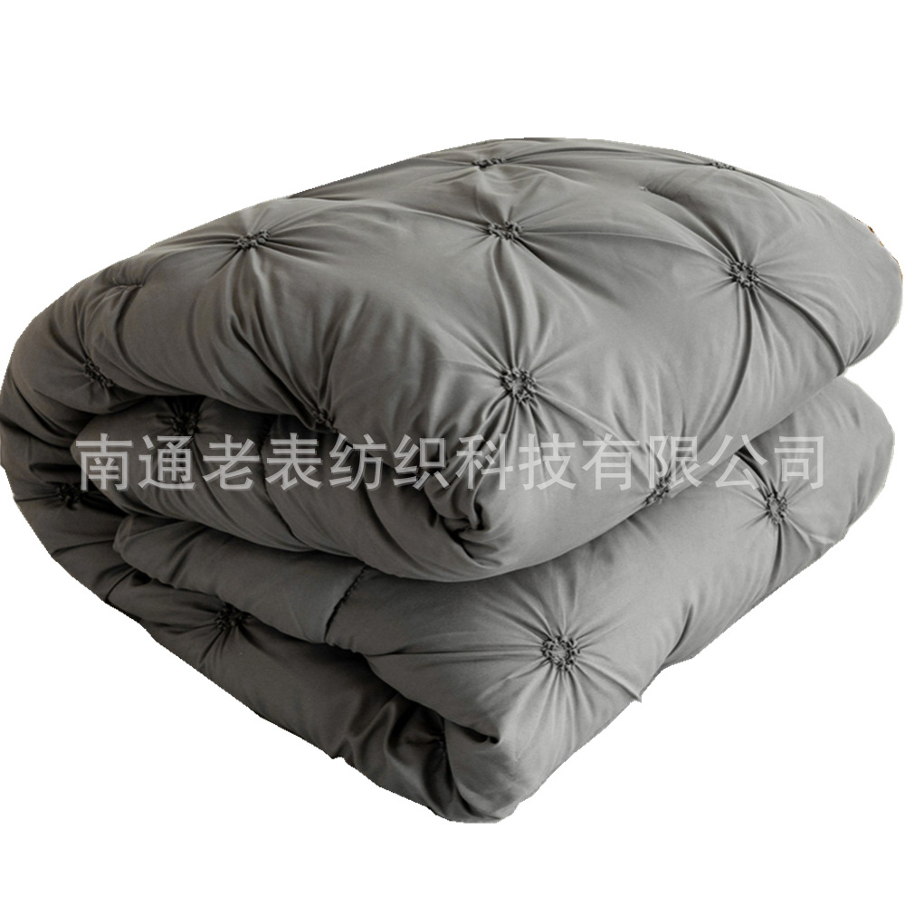 跨境亚马逊家纺床上用品空调被春秋被工艺揪花外贸被子枕套三件套